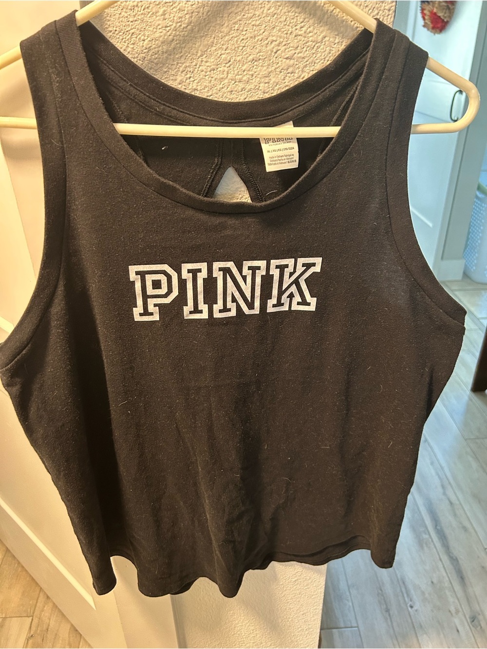 Victoria's Secret PINK Black Tank Top with White Logo